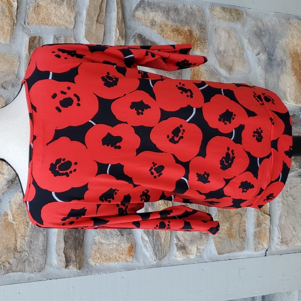 NEW YORK & COMPANY STRETCH BLOUSE SHIRT 3/4 sleeve S RED BLACK WOMEN'S - Picture 5 of 9